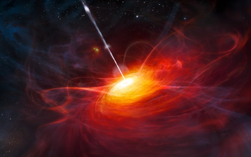 Квазар 3C 273 излучает энергию 100 триллионов Солнц из объёма размером с Солнечную систему.